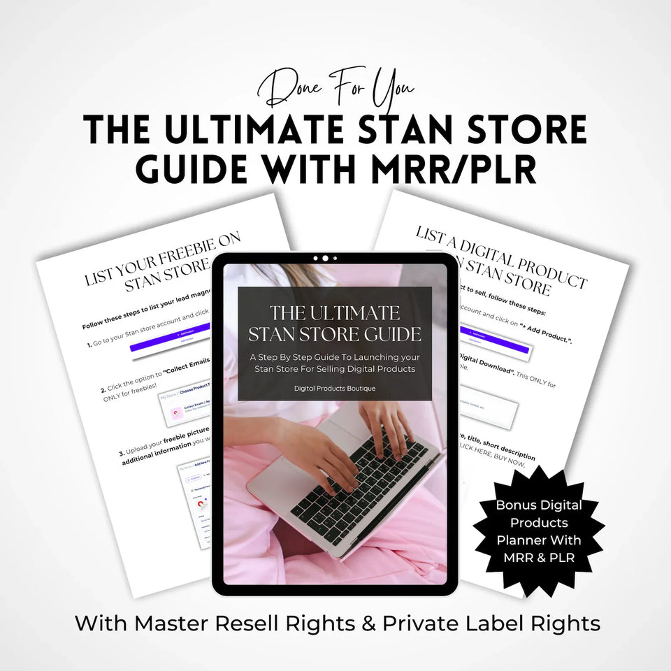 Unlock Your Success with the Ultimate Stan Store Guide: Complete with Master Resell Rights and Private Label Rights – Your All-in-One DFY Digital Marketing Solution!